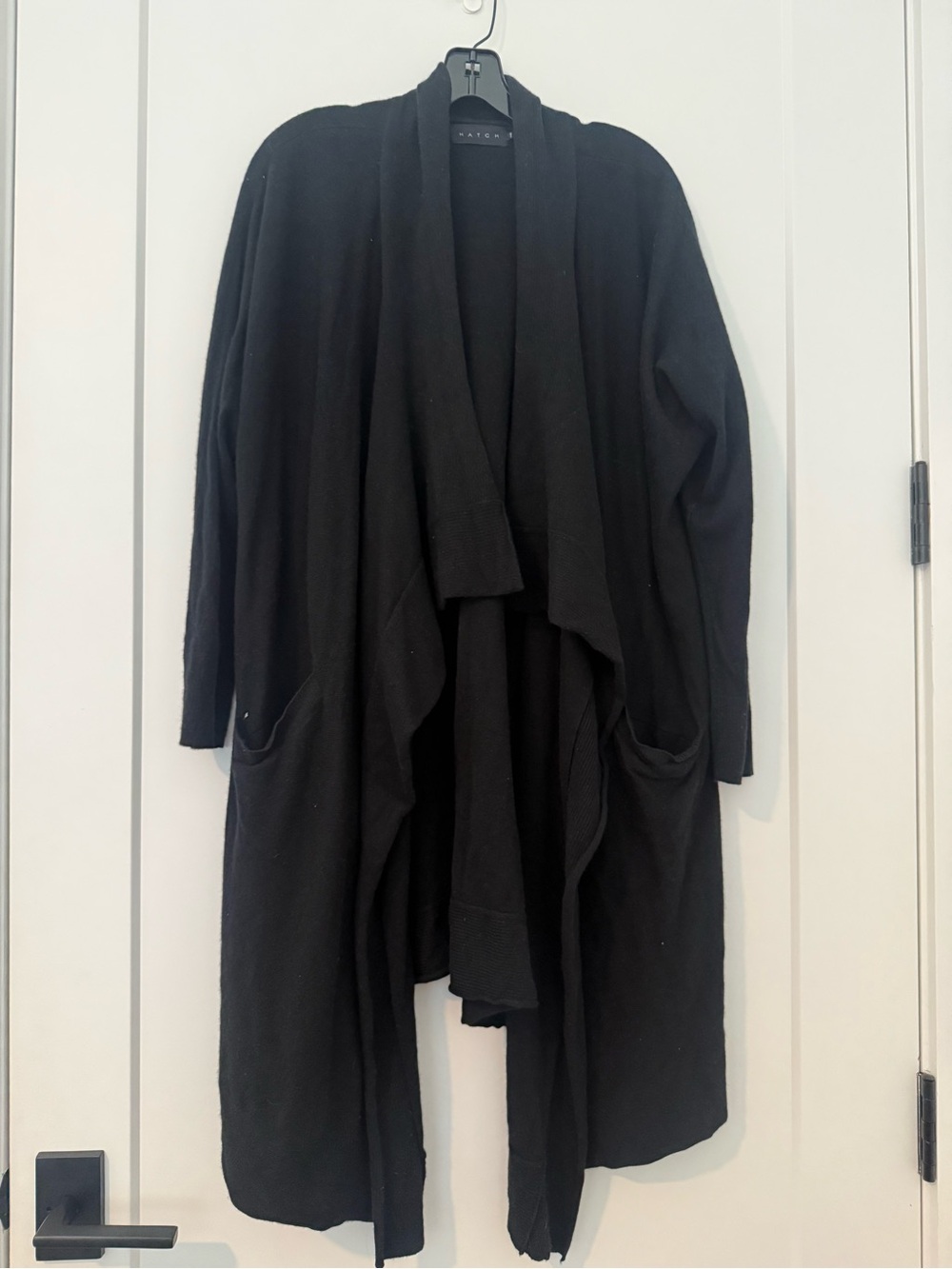 Hatch Black Draped Open-Front Cape Coat